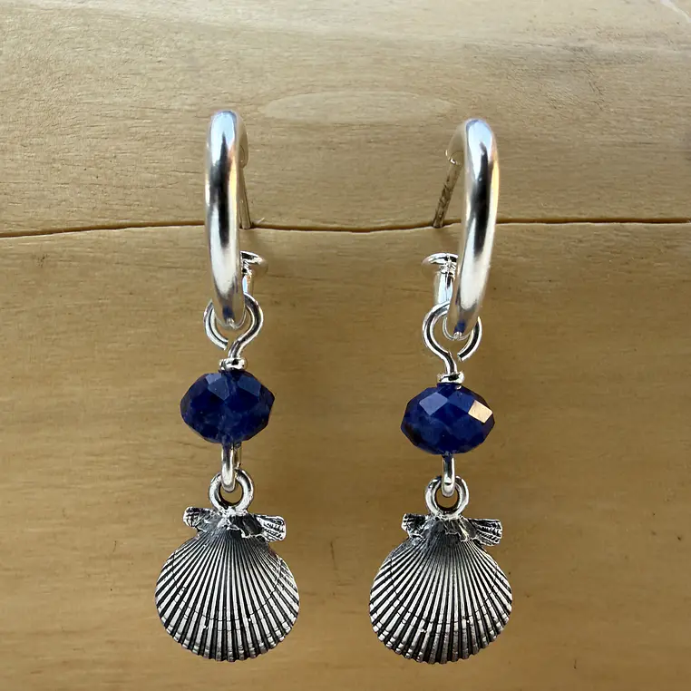 Aros argolla Ostión plata 950 y piedras  1