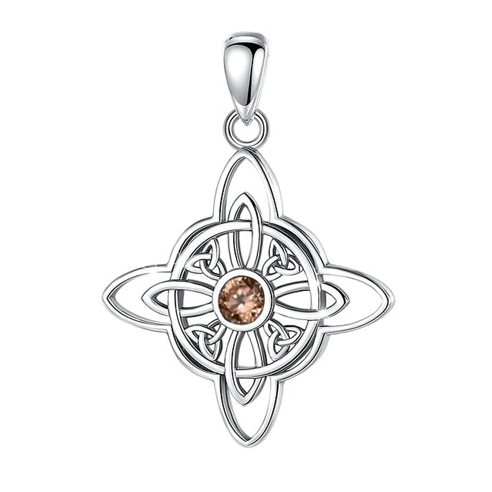 Colgante nudo de bruja con piedra champagne en plata fina 925 1