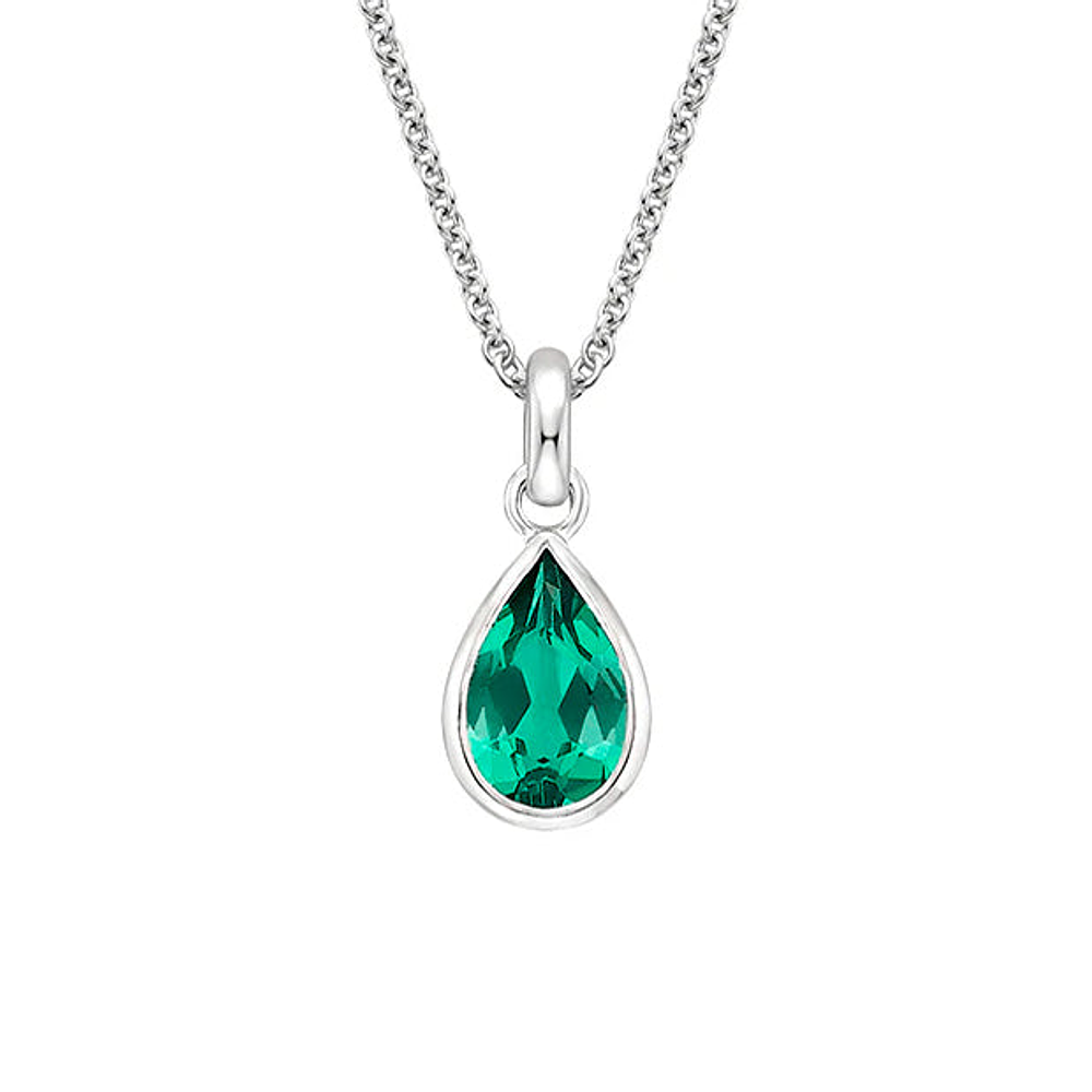 Colgante con forma de gota con circón verde en plata fina 925 1