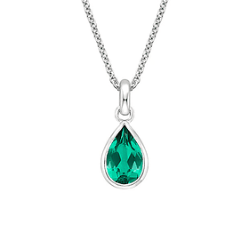 Colgante con forma de gota con circón verde en plata fina 925