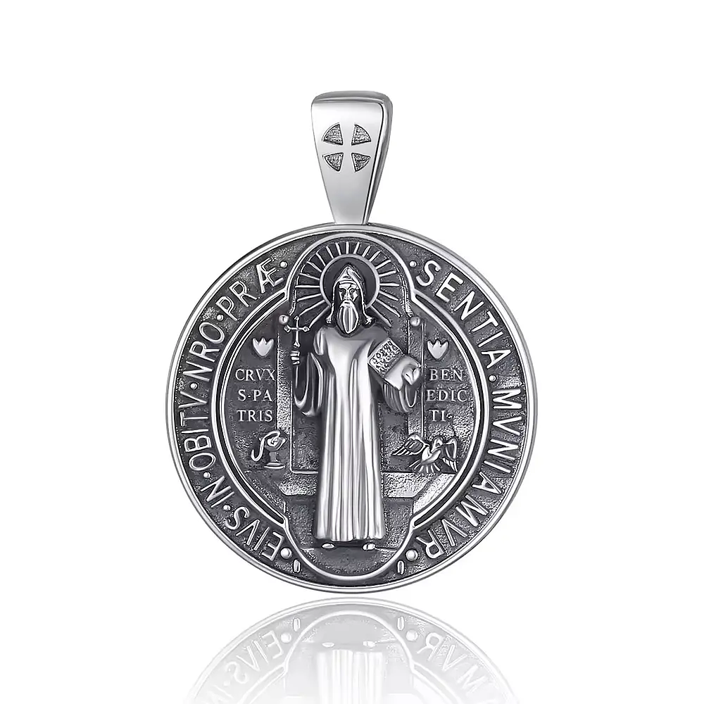 Colgante medalla de san Benito full definición en plata fina 925 1