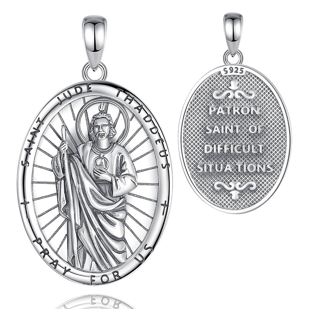 Colgante medalla san judas Tadeo, en plata 1