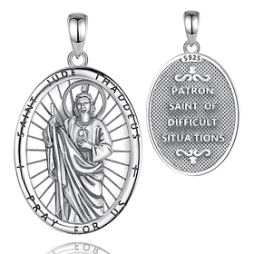 Colgante medalla san judas Tadeo, en plata