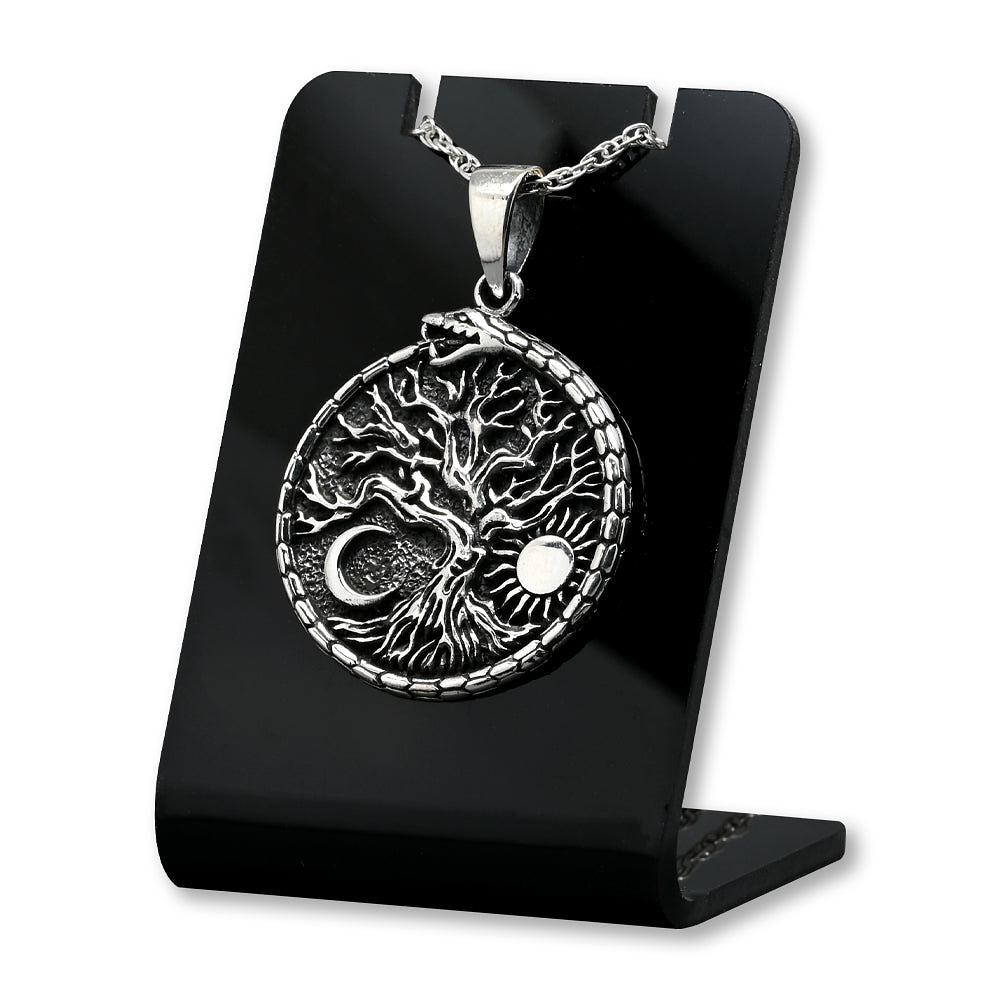 Colgante de serpiente con sol y luna en plata fina 925 1