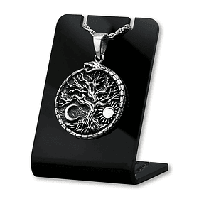 Colgante de serpiente con sol y luna en plata fina 925