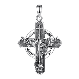Colgante cruz de san miguel de arcángel en plata fina 925