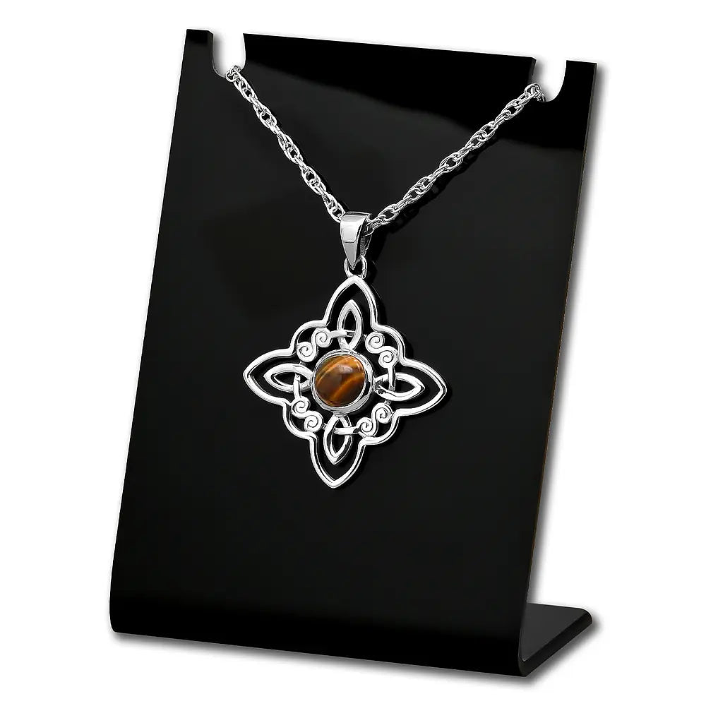 Colgante nudo de bruja con piedra ojo de tigre en plata fina 1
