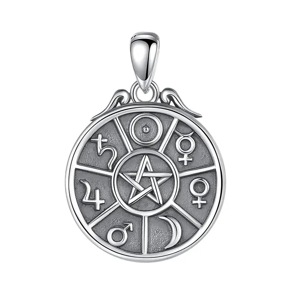 Colgante pentagrama 7 planetas en plata fina 925 1