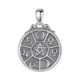 Colgante pentagrama 7 planetas en plata fina 925