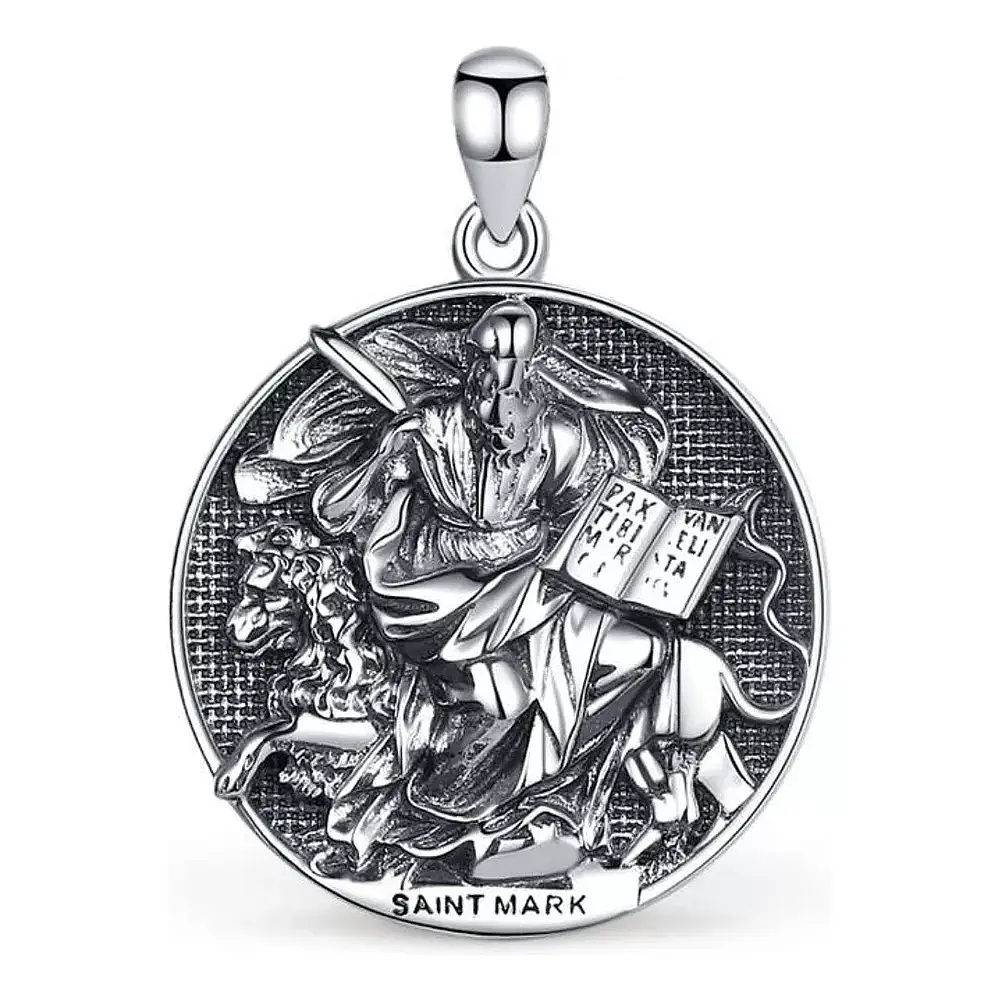 Colgante medalla de San Marcos en plata fina 925 1