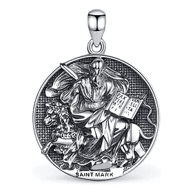 Colgante medalla de San Marcos en plata fina 925