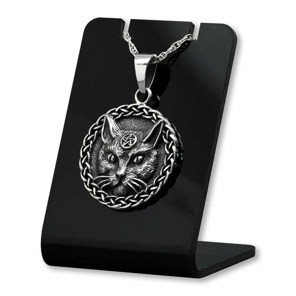 Colgante de bruja gato Wicca en plata fina 925 1