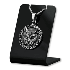 Colgante de bruja gato Wicca en plata fina 925