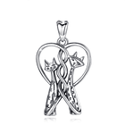 Colgante corazon gatos enamorados en plata fina 925 1