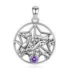 Colgante gato de la suerte con piedra amatista en plata fina 925 1