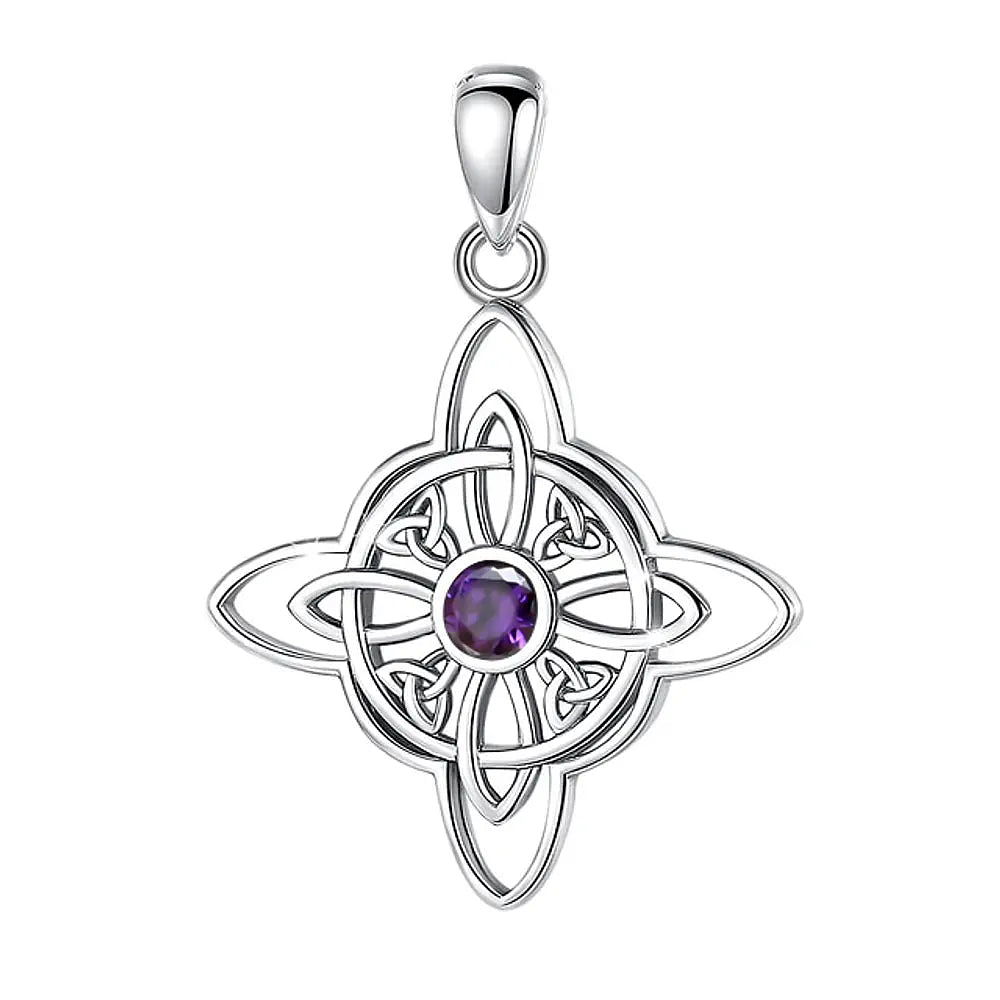 Colgante nudo de bruja con piedra amatista en plata fina 925 1