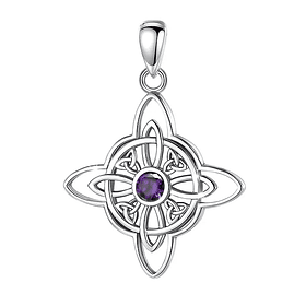 Colgante nudo de bruja con piedra amatista en plata fina 925