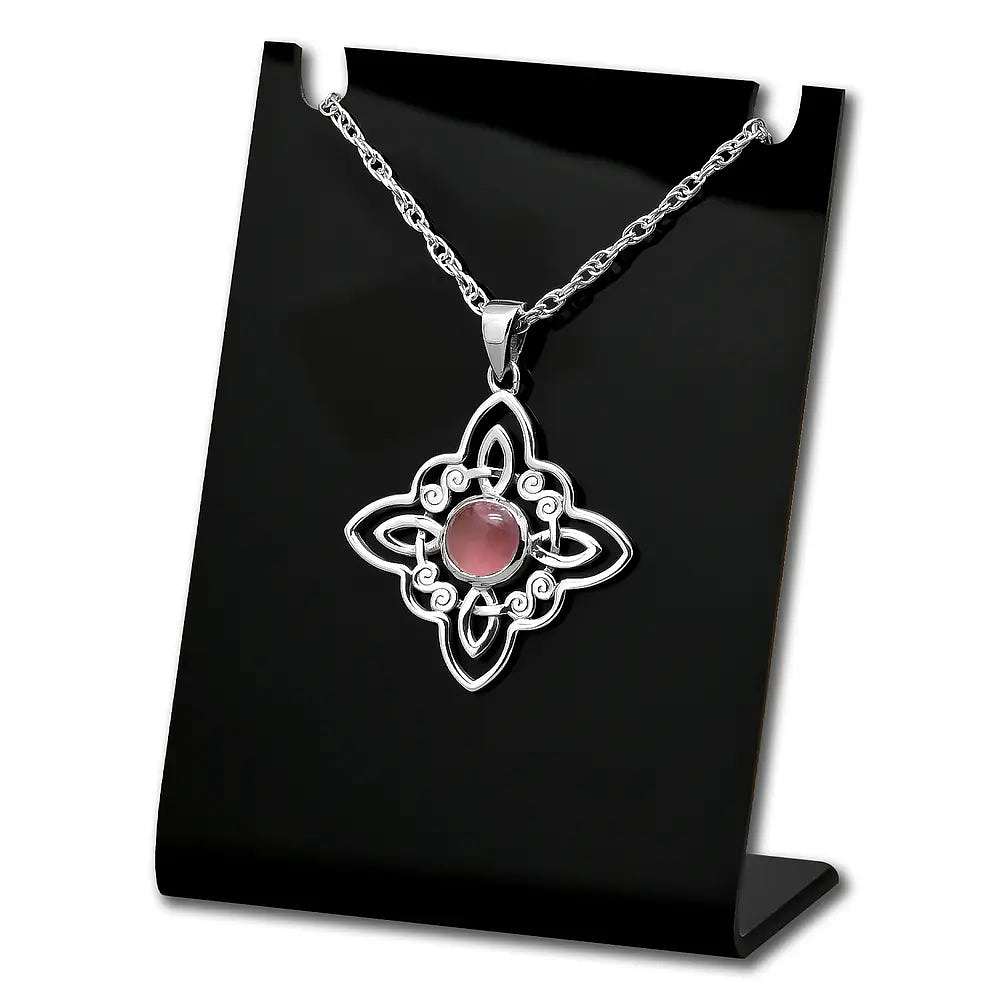 Colgante nudo de bruja con piedra cuarzo rosa en plata fina 1