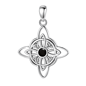 Colgante nudo de bruja con piedra ónix en plata fina 925
