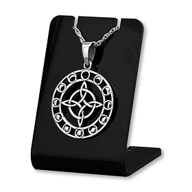 Colgante nudo de bruja con ciclo lunar en plata fina 925