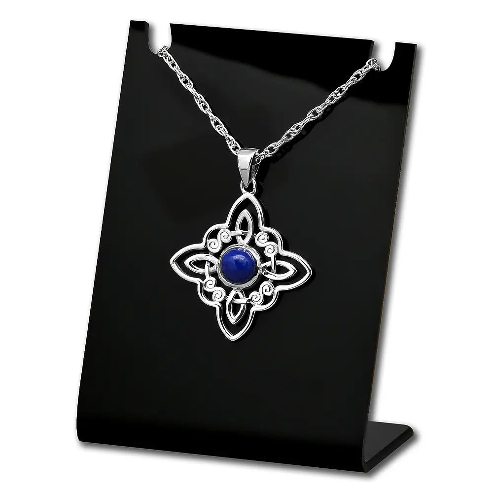 colgante nudo de bruja con piedra lapislazuli en plata fina 1