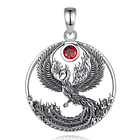 Colgante ave fénix con piedra granate en plata fina 925 1