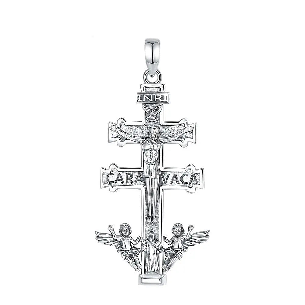 Colgante Cruz de Caravaca con san Benito en plata fina 925 1
