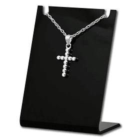 Colgante Cruz de Puntos en Plata Fina, incluye cadena