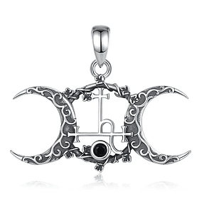 Colgante triple luna con Lilith en plata fina 925