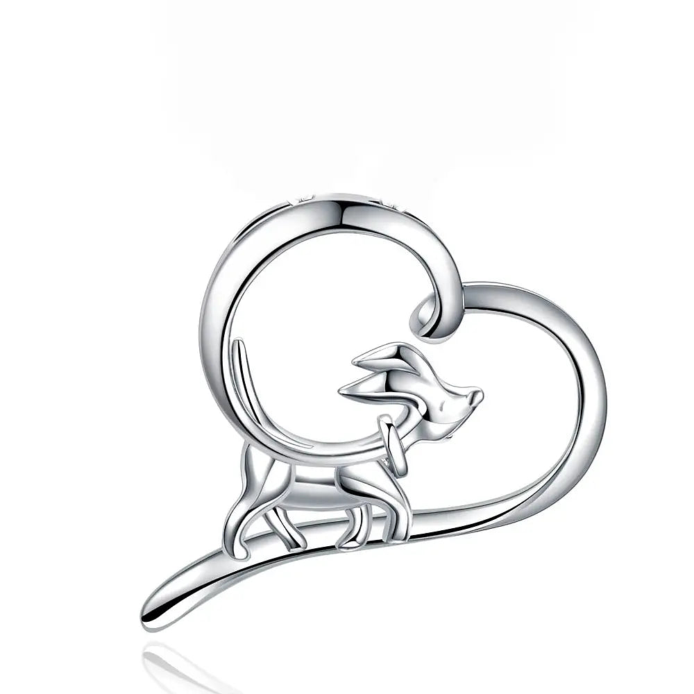 Colgante perro mini amigo corazón en plata fina 925 1