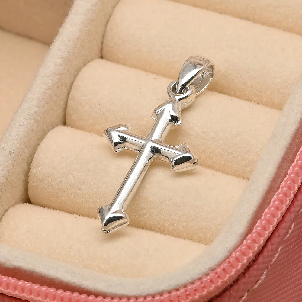 Colgante Cruz de Puntas en Plata Fina, Símbolo de Fe y Protección, Con cadena 2