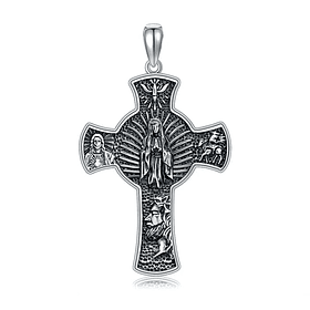 Colgante cruz de Jerusalén, cruz de cuatro vías en plata fina 925