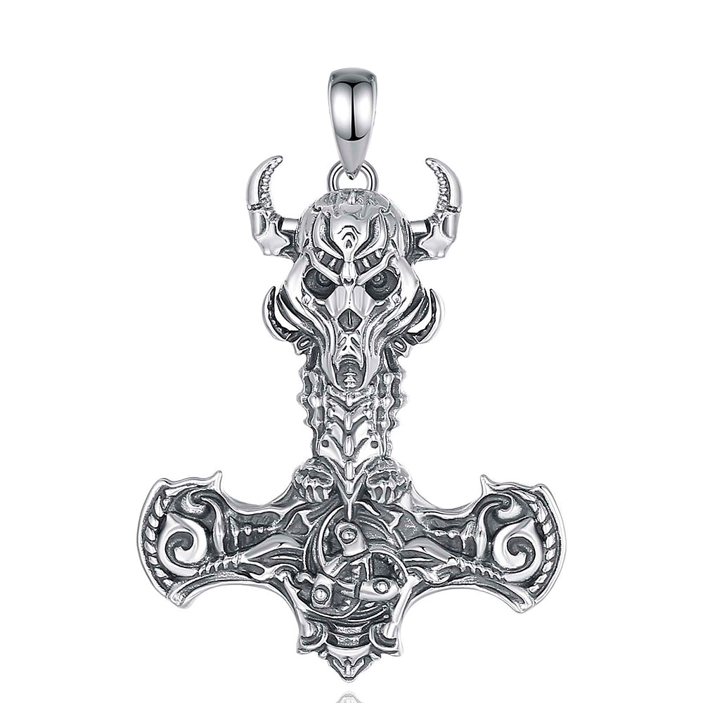 Colgante martillo de Thor Mjölnir grande en plata fina 925 1