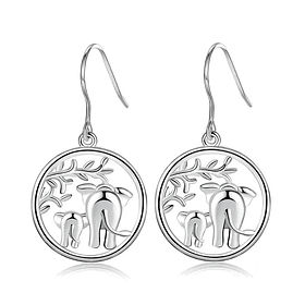 Aros, aritos de madre elefante en plata fina 925