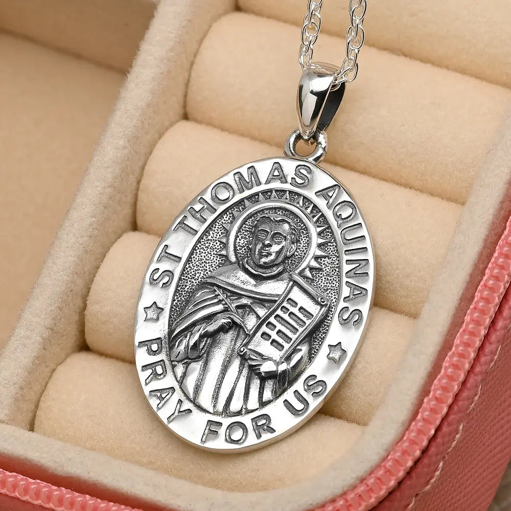 Colgante Santo tomas de aquino en plata fina 950 2