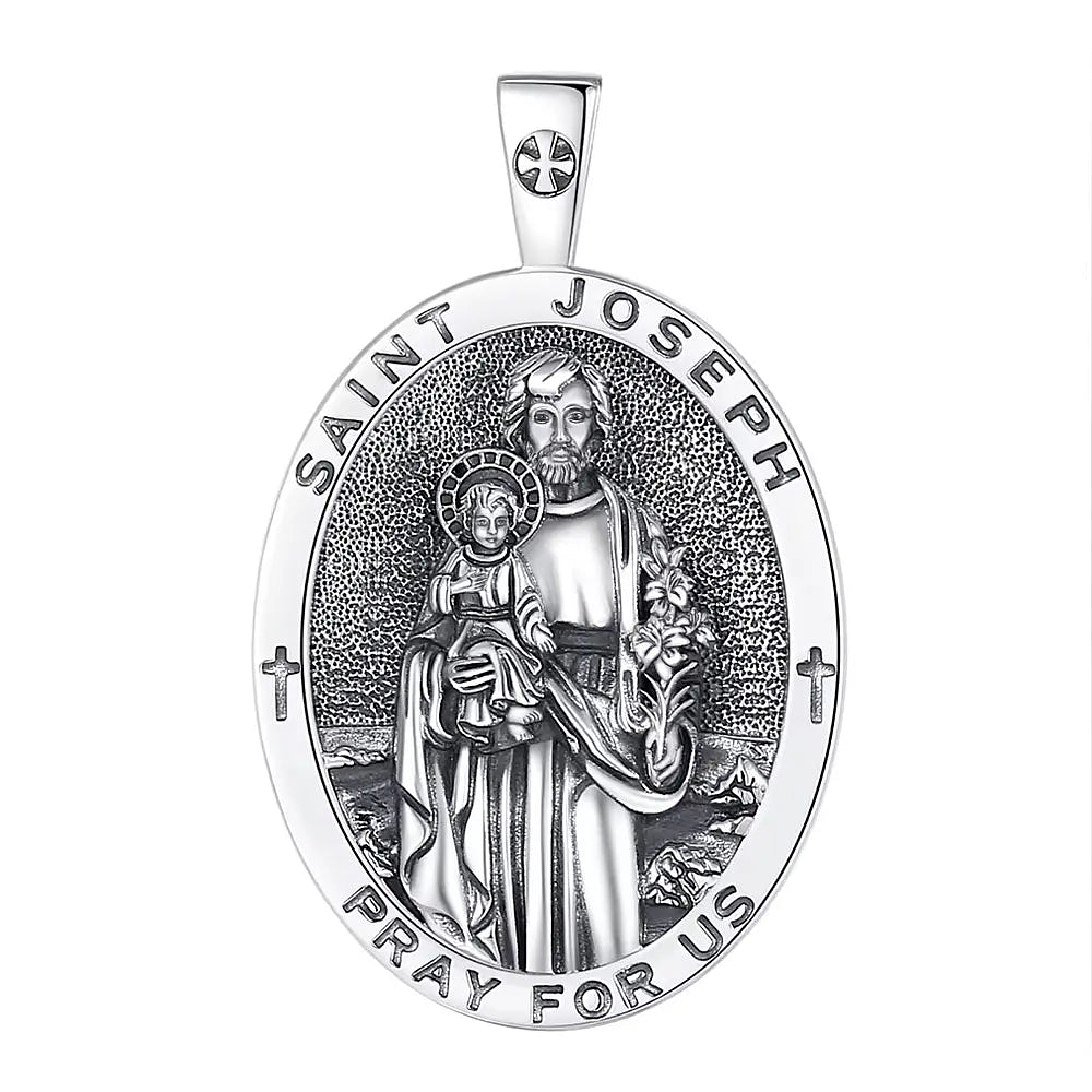 Colgante medalla de San José en plata fina 925 1