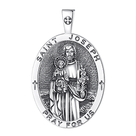 Colgante medalla de San José en plata fina 925