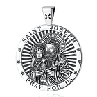 Colgante medalla de San Jose redonda en plata fina 950 1