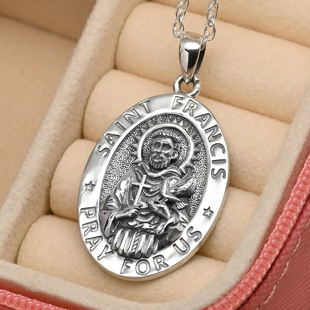 Colgante san francisco de asís en plata fina 925 2