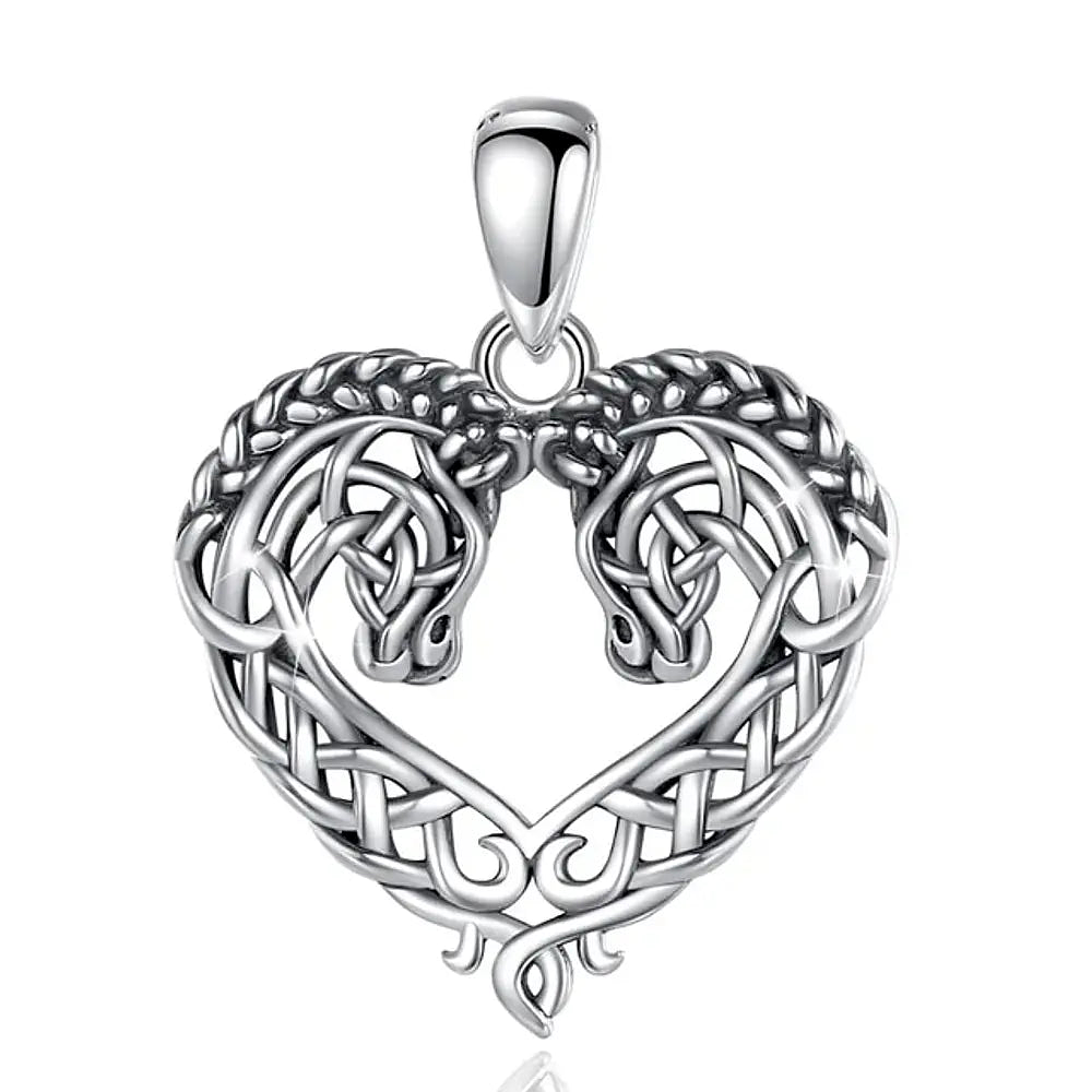 Colgante caballos con forma de corazon en plata fina 950 1