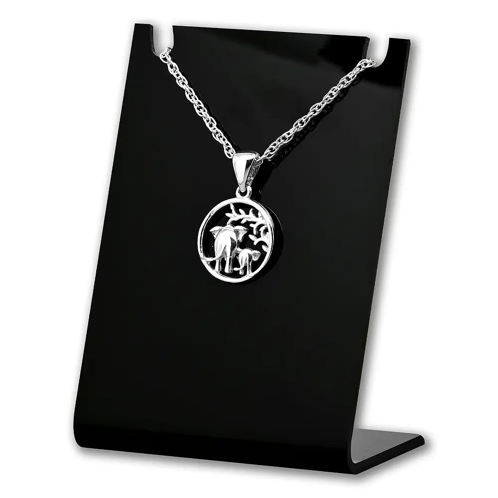 Colgante de elefante madre con hijo en plata fina 925 2