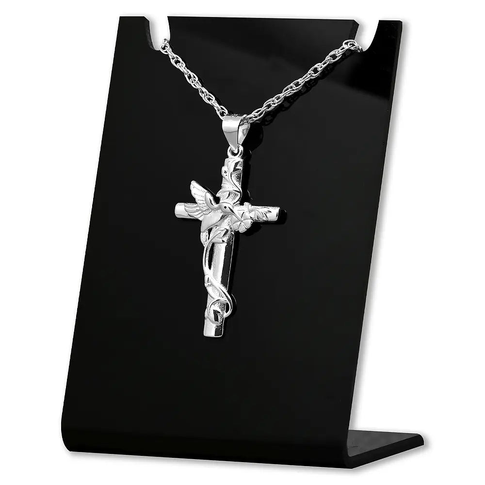 Colgante cruz con colibrí en plata fina 950 1