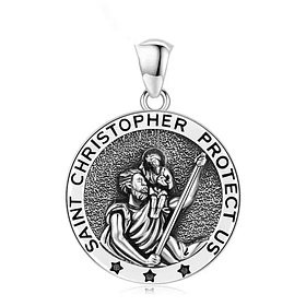 Colgante medalla San Cristobal en plata fina 950