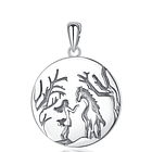 Colgante medalla de amor caballo y mujer en plata fina 950 1