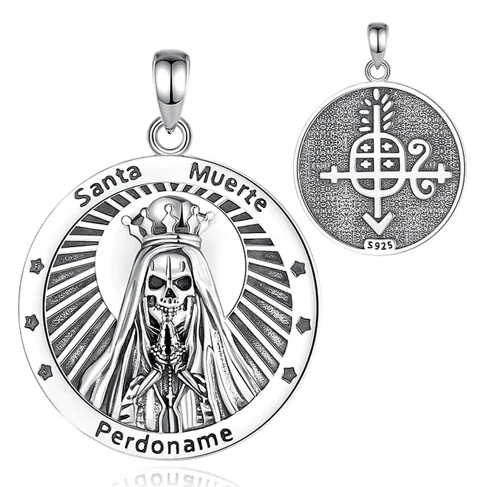 Colgante Santa muerte perdoname, en plata fina 950 1