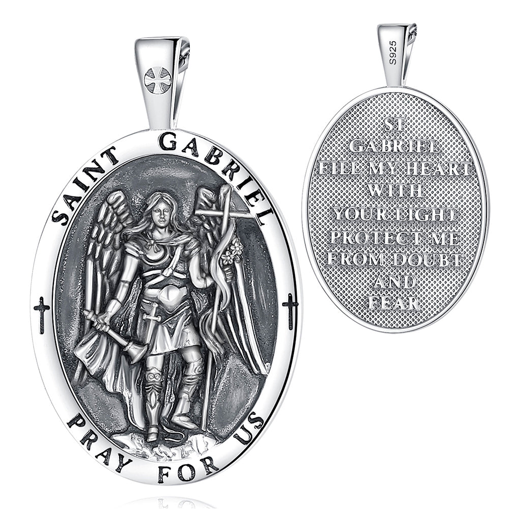 Colgante arcángel san Gabriel full definición en plata fina 1