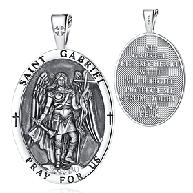 Colgante arcángel san Gabriel full definición en plata fina