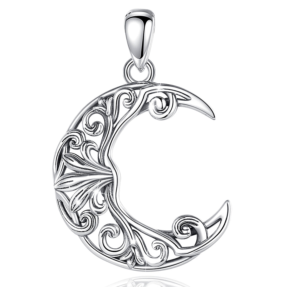 Colgante media luna en plata fina 950, con cadena 1