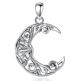 Colgante media luna en plata fina 950, con cadena