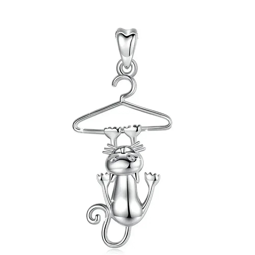 Colgante gato divertido en plata fina 950 1